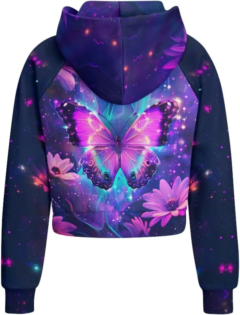Purple Butterfly Hoodies for Girls 11-12 Half Zip Sweatshirts Long Sleeve Drop Shoulder Hooded Sweatshirt Kids Crop Top Comfy Soft Pullover Trendy Fall Winter Clothes