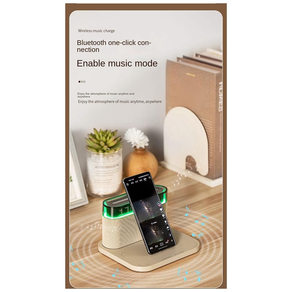 Regolazione Luce Notturna Ricarica Wireless con Sveglia Digitale LED Touch Lampada Da Comodino Luminosità Regolabile Nero Durevole