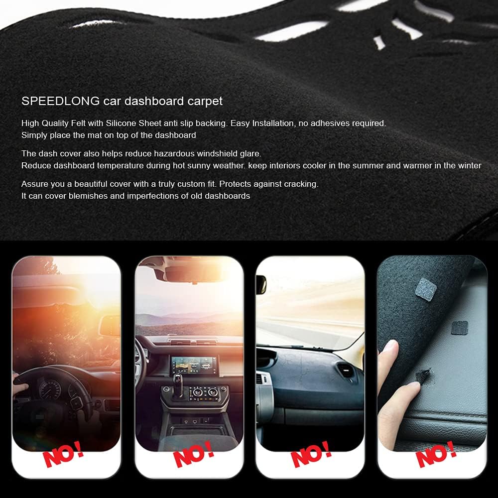 Car Dashboard Carpet Dash Board Cover Mat Non-Slip Compatible with Jeep Grand Cherokee 2011-2021 12 13 14 15 16 17 18 19 20,Black