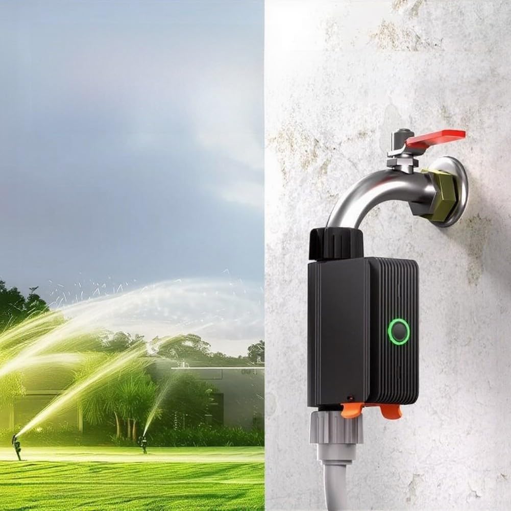 FABULETTA Válvula de agua inteligente para controlador de riego automatizado Zigbee con control remoto por aplicación, temporizador de sistema de riego de jardín de plástico (SWV-BSP)