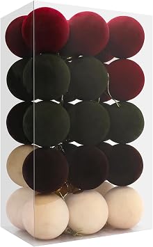 30pcs 6cm/2.4 Velvet Xmas Balls Flocked Christmas Tree Hanging Ornaments