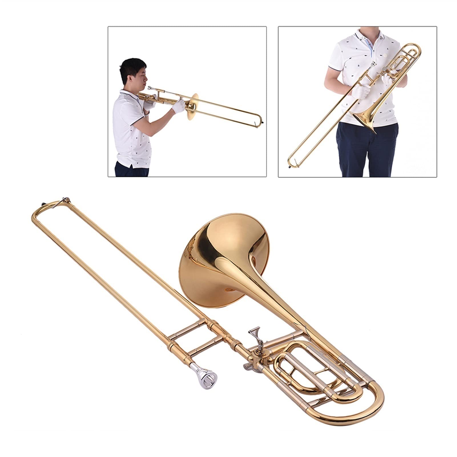 Intermediate Bb Flat Tenor Slide Trombone with F Kit Including Mouthpiece Carry Case Gloves Cleaning Cloth Trumpet Set - Image 6
