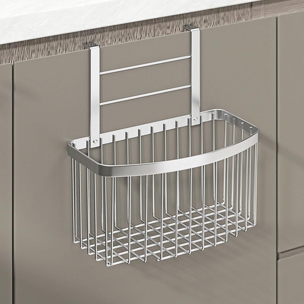 304 stainless steel Storage Basket, Wall Mounted Kitchen Bathroom, Hanging Cabinet Door Storage Basket, no Drilling, Strong Bearing, Suitable for Home