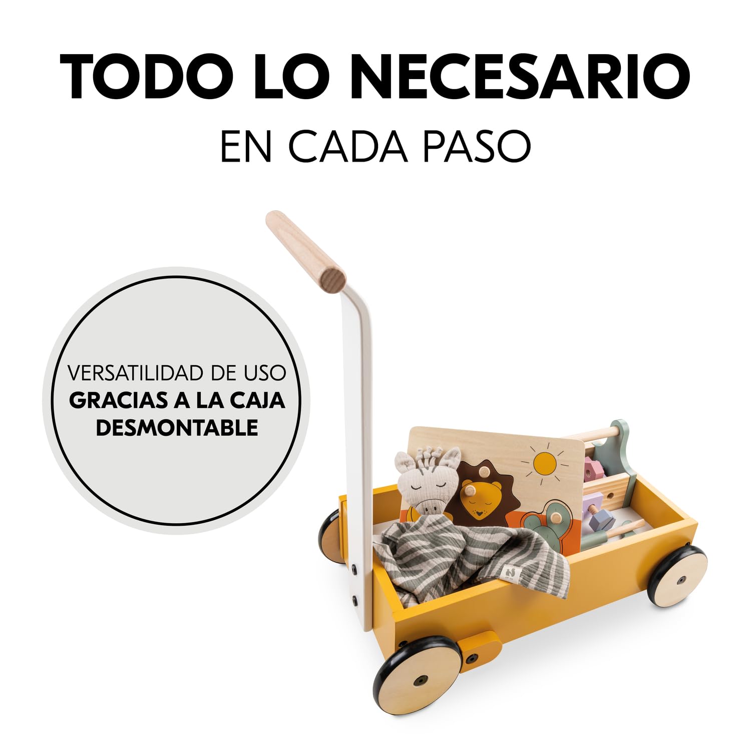 hauck Carrito Andador Bebé Learn to Walk Plants | Correpasillos Apto desde 1 Año con Freno - Juguete de Madera Certificada FSC® con Accesorios - Juego Educativo y Creativo