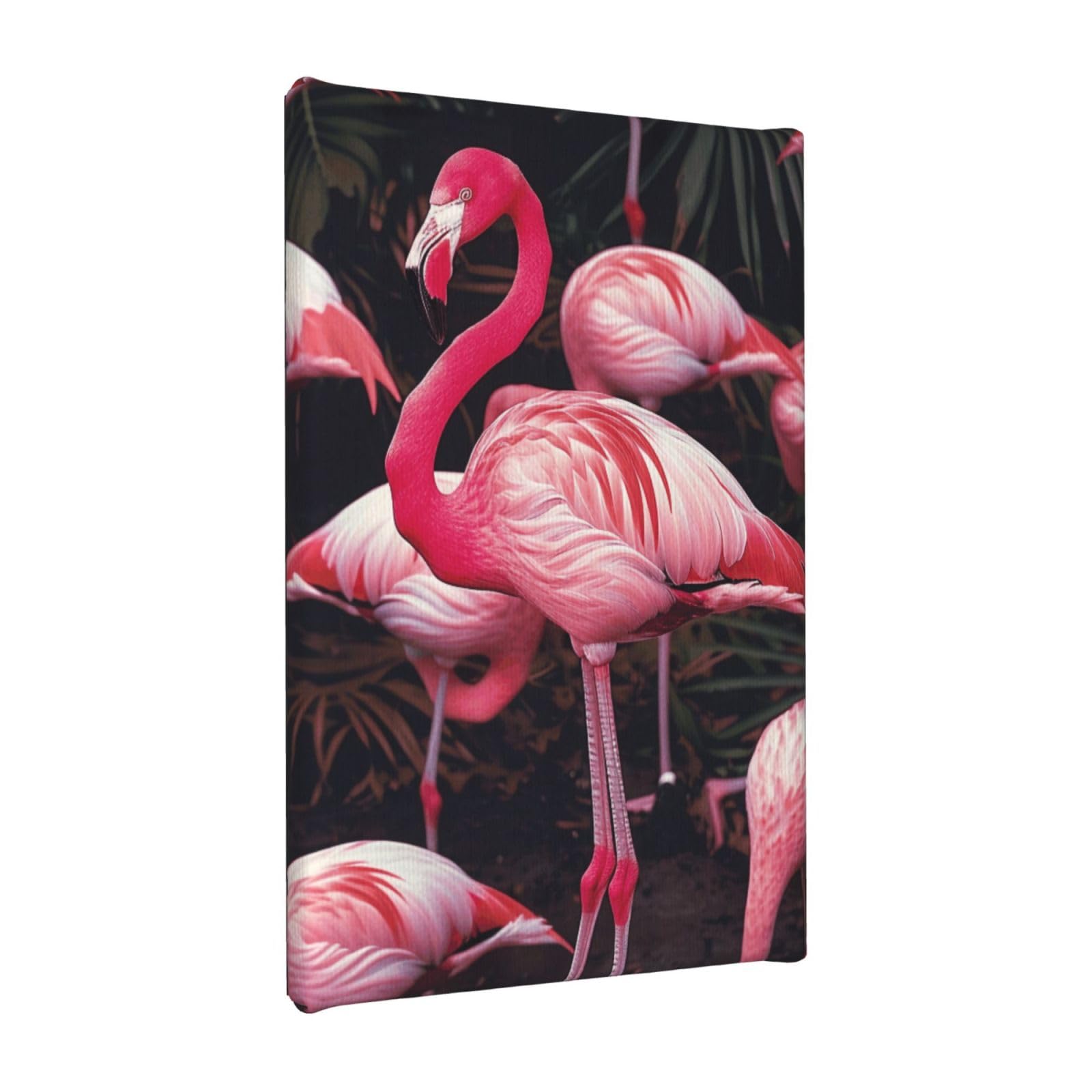 YKLJG Flamingo Printed Wall Art Canvas Painting 20x30 CM Wooden Framed Picture Painting Artwork Prints for Bedroom Kitchen Home Office Decor