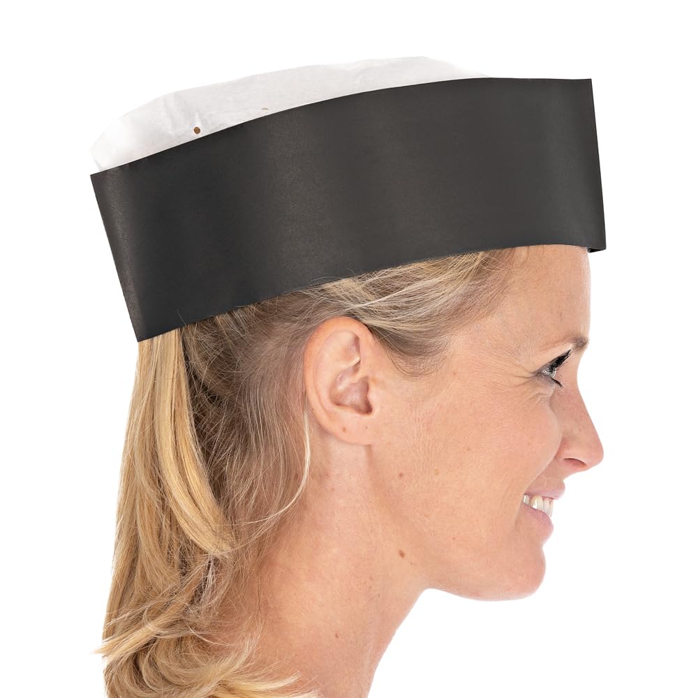 FRANZ MENSCH 500 Stück Hygostar Schiffchen Service Black | Papier geprägt, schwarz, Einheitsgröße, L: 28cm, B: 8cm, Karton, Schiffchen Service, Kopfbedeckung, Einweg-Schiffchen