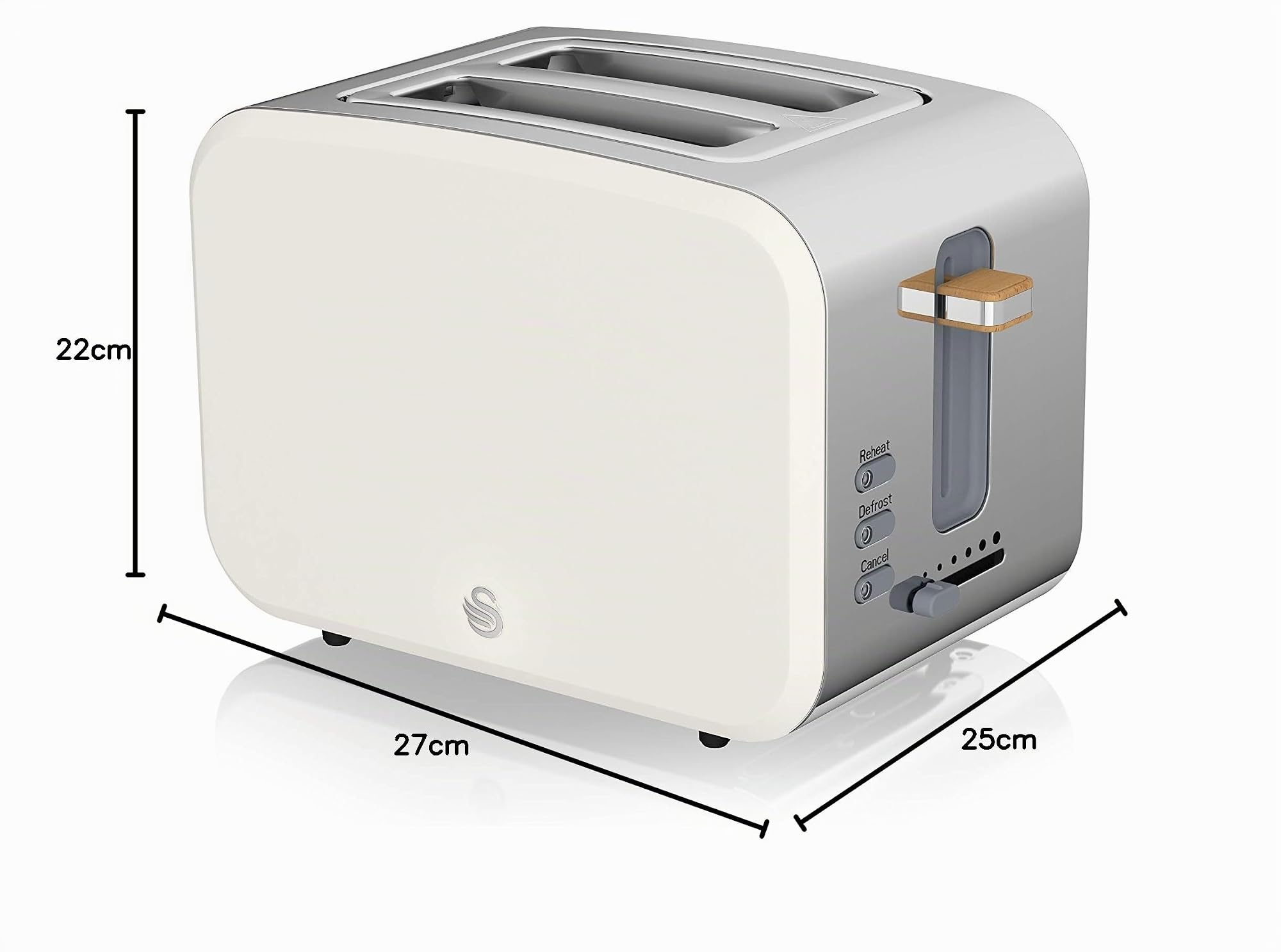 Swan Nordic Set Desayuno Hervidor de agua inalámbrico 1,7L 2200W, Tostadora Pan ranura ancha 2 rebanadas, 3 funciones, diseño moderno, efecto madera, blanco