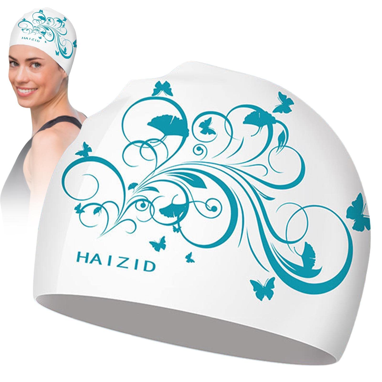 f fabobjects F FABOBJECTS® Swim, Thicken Silicone Swim for Long Hair, Printed Design Bathing Swimming s Silicone Swimming Hats for Keeping Adults Hair-picture-31