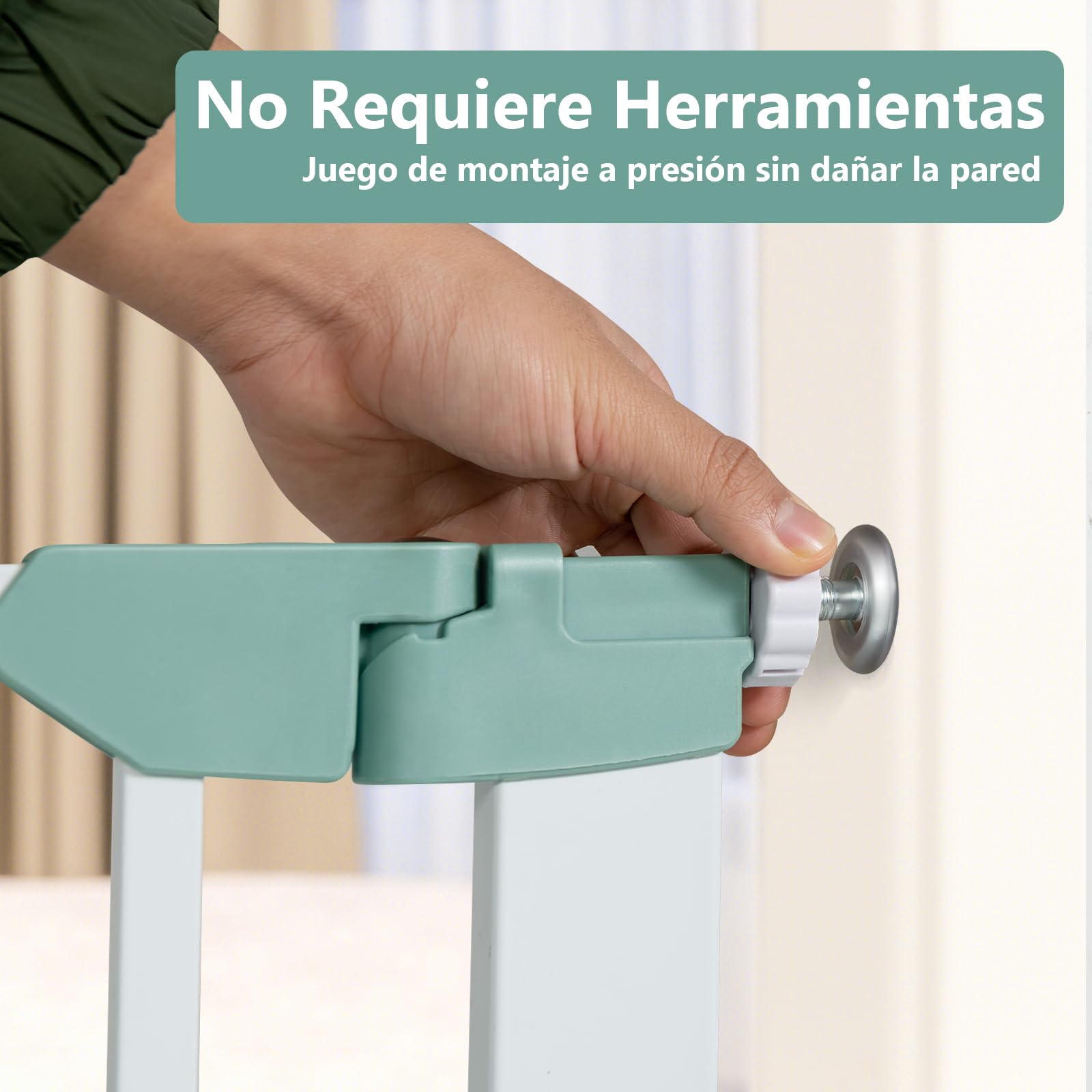 COSTWAY Barrera de Seguridad Niños 80-132cm, Puerta de Seguridad para Bebés con Extensiones y Kits de Montaje, Valla de Seguridad Infantil con Cierre Automático a Presión para Bebés