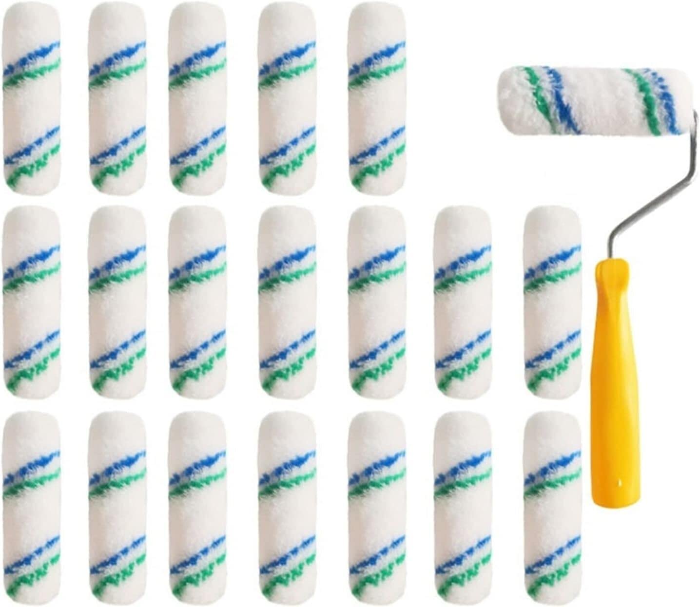 Wałki malarskie Rolki do farby 4 -calowe szczotkę 20pcs i 1 rhandle mini wałka do malowania narzędzia do farby poliester drzemka 10 mm malowanie narzędzi narzędzie