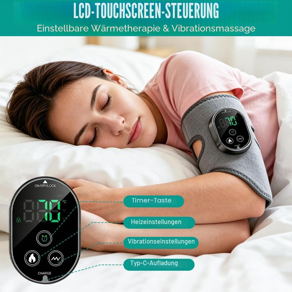 Fussmassagegerät Elektrisch Kabellos Tragbar 3-in-1, Fuß- & Sprunggelenkmassage mit 6 Heizstufen 3 Vibrationseinstellungen und Timer, zur Schmerzlinderung und Tiefenentspannung für zu Hause(2 Stück)
