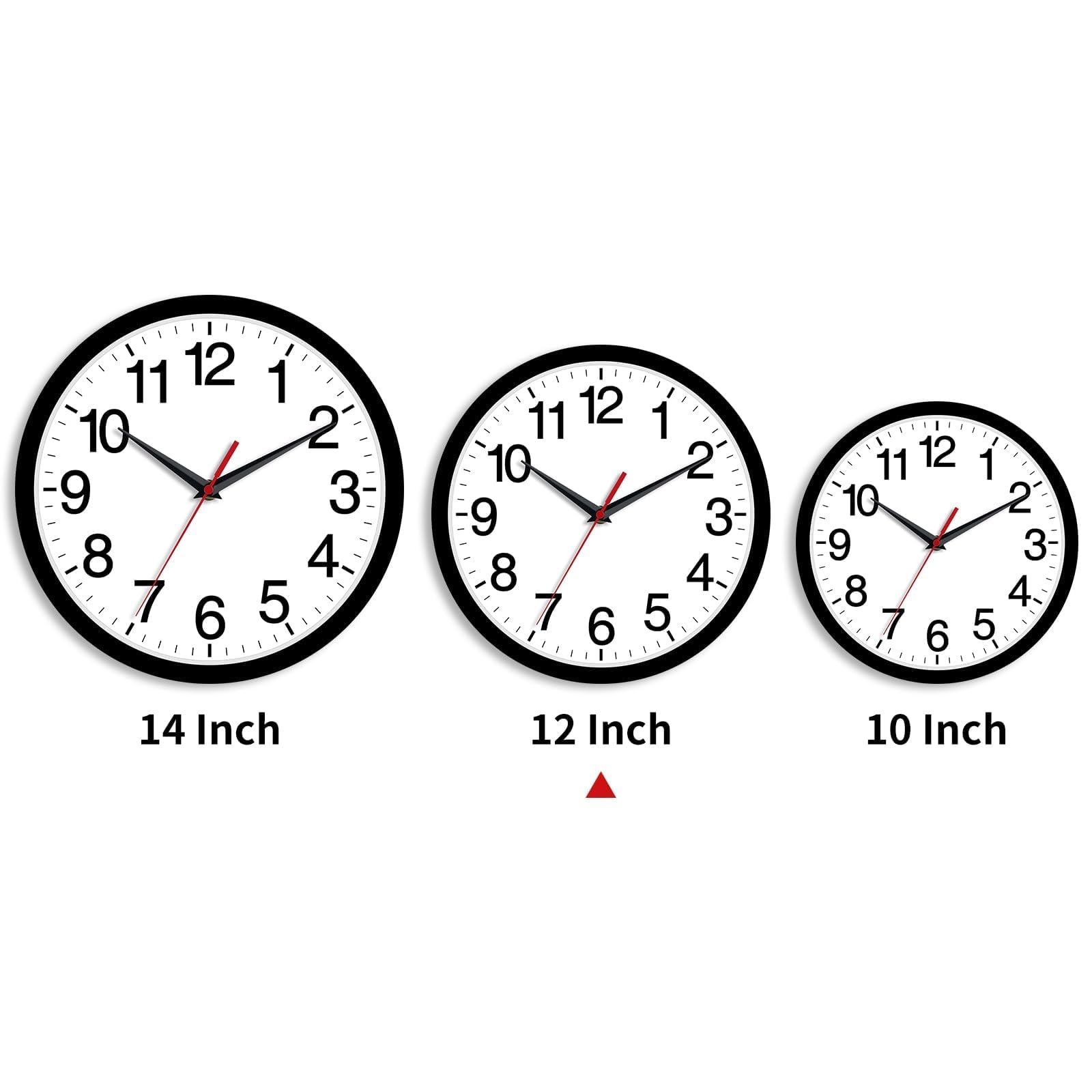 12 Inch Wall Clock Modern Battery Operated Silent Non Ticking Analog for Bedroom Office Living Room Home Kitchen Bathroom(Black)