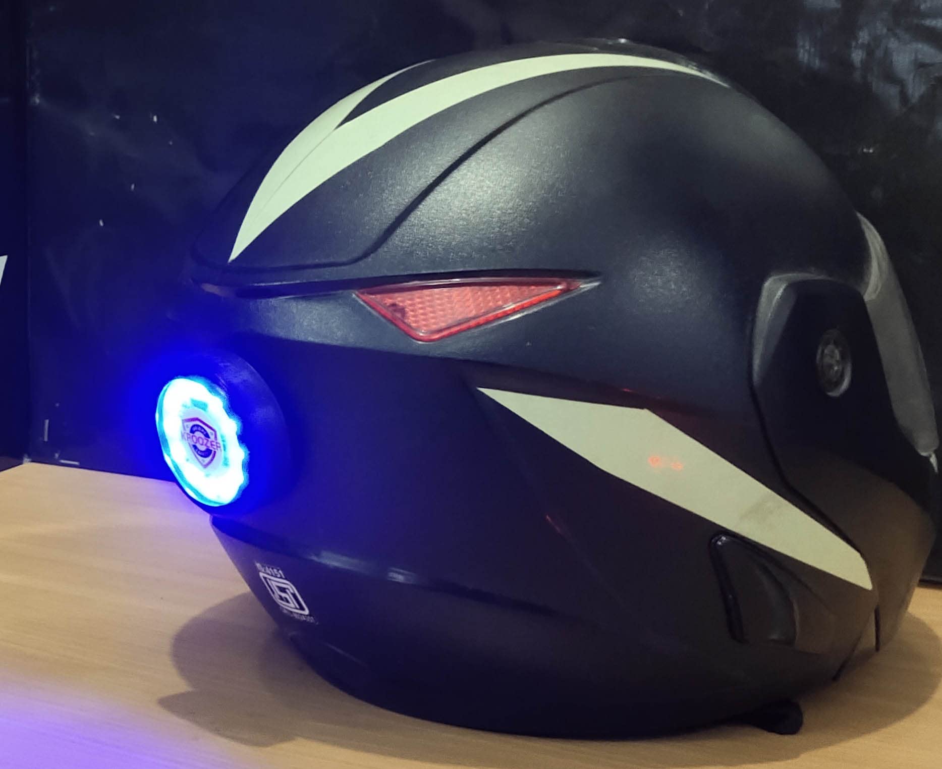 Kroozer, Strike-R 3.0 Blue, Helmet LED Lights, Blue Color 5 Light Mode, Circular, LED Light, Halo Lights for Motorcycle Helmet 1 Number