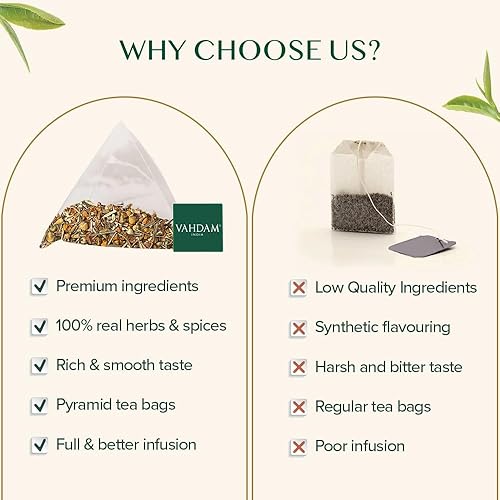 Miniatura 6 de VAHDAM Té de hierbas orgánico de cúrcuma y manzanilla 100 bolsas de té  Flores de manzanilla con cúrcuma activa  Ingredientes 100 naturales