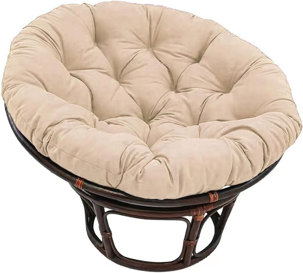 Generisch Rundes Hängesessel Kissen, Rattanstühle Sitzkissen, Outdoor Schaukel Stuhlkissen, Garten Hängendes Korb Stuhl Pad Eierstuhlkissen Polster (Stühle Nicht Enthalten)(Beige,110X110CM)