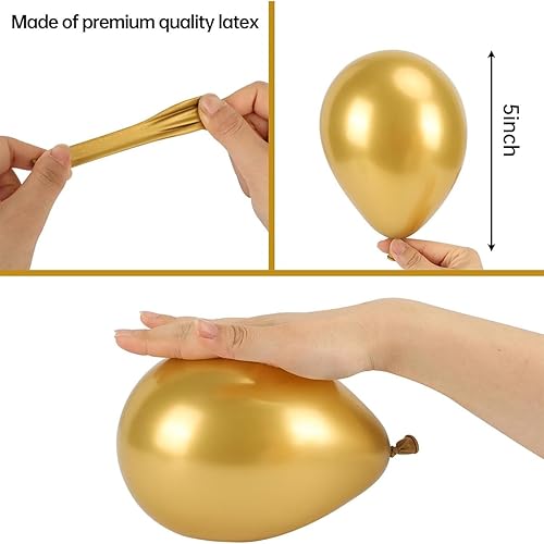 Miniatura 3 de Globos de látex metálicos dorados de 5 pulgadas, pequeños globos de helio cromados para decoración de fiestas, paquete de 100
