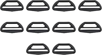 HJGarden 10PCS Plastic Double Ported One Piece Webbing Hook Attachment D Buckle For Belt Clothing Backpack Adjustment Wallet Dog Collar Strap Black