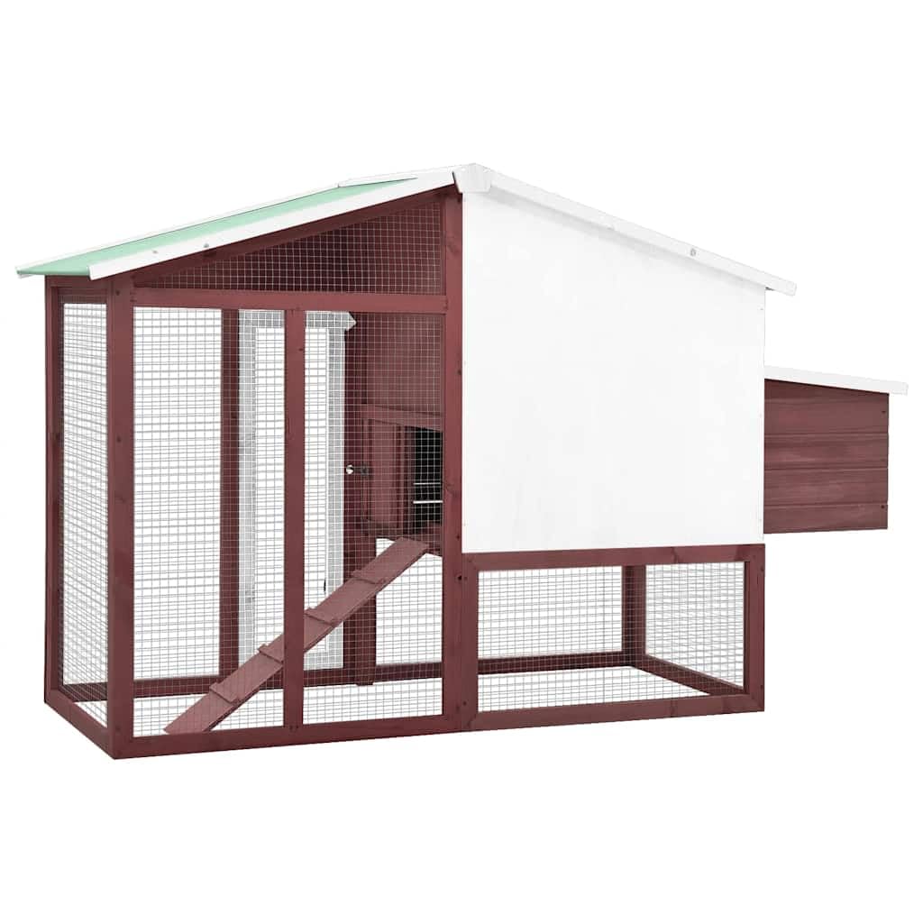 Gallinero con nido de madera maciza de abeto, gran cañón con malla de acero galvanizado, techo basculante con tela impermeable, rampa antideslizante y estante extraíble