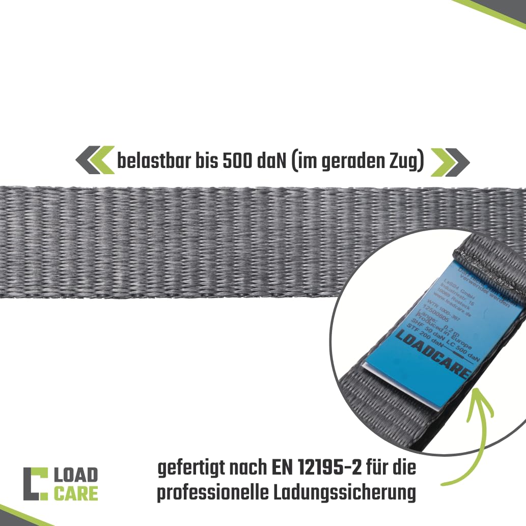 4er Set 2tlg Ratschenzurrgurt für Airlineschienen | 25 mm | LC 500 daN | STF 200 daN | Schwarze Premium‑Ratsche I Endbeschläge für Airlineschiene I abgeschrägtes Losende (4, Anthrazit)