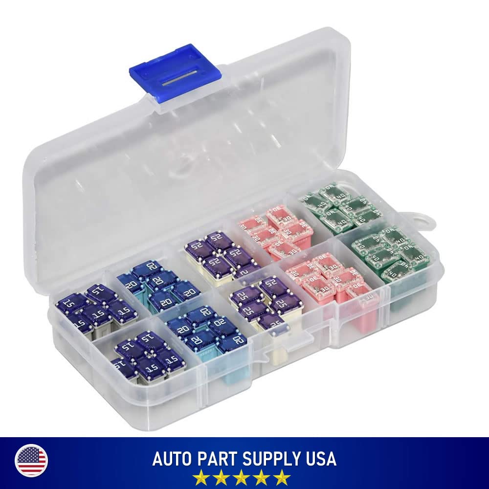 Paquete de 50 fusibles de cartucho MCASE para automóviles, camiones y SUV (15a 20a 25a 30a 40a cada 10 unidades)