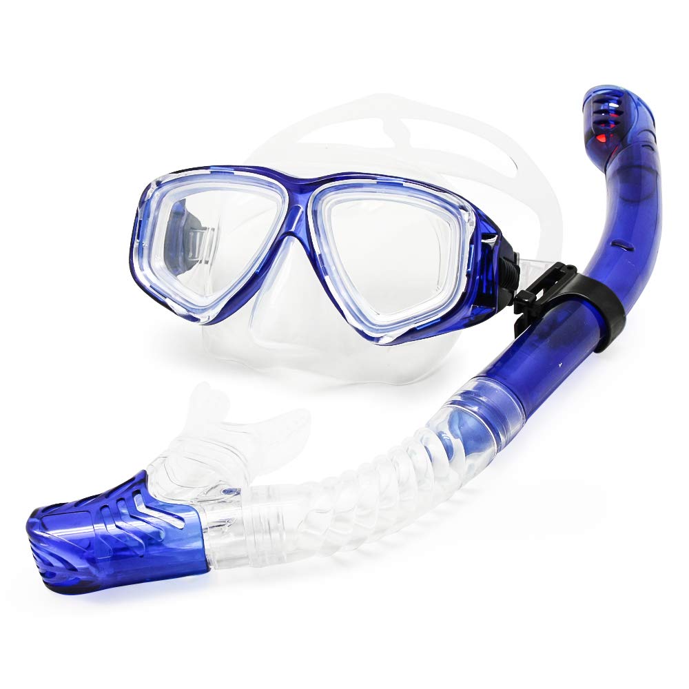 Optical Diving Gear Kit Myopia Snorkel Set, Different Strength for Each Eye, Nearsighted Dry Top Scuba Mask