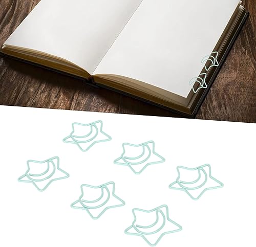 Miniatura 5 de Pwshymi 100 clips de papel de estrella y luna, resistentes al deslizamiento, clips de papel lindos portátiles con caja de almacenamiento para