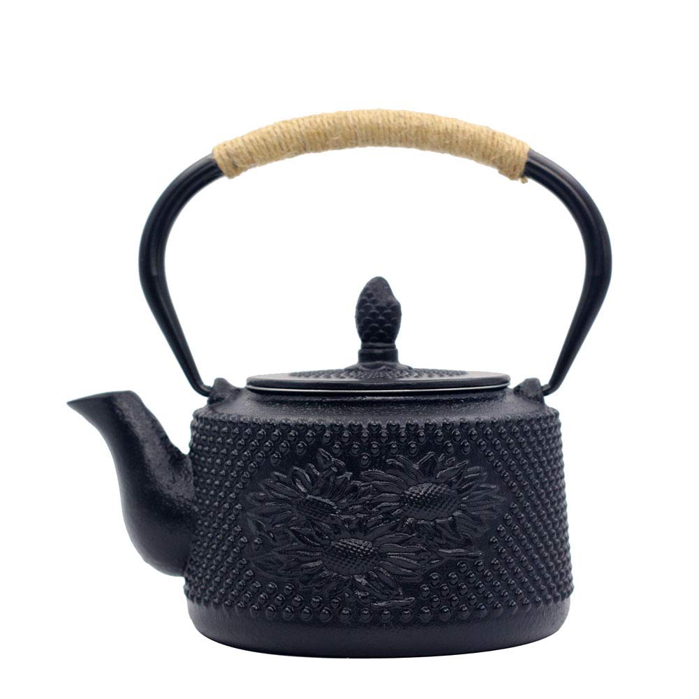 Tetera, Tetera Japonesa, Tetera de Hierro Fundido, Juego de coladores, patrón Chino con Filtro de Acero Inoxidable, 30 oz / 0,9 l, Ciruela-Sunflower