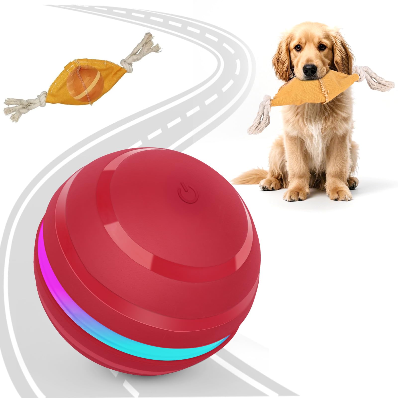 Hondenspeelgoed Interactief – Zelfrollende Bal Voor Honden Duurzame Automatische Hondenbal Roze 5 6 Cm