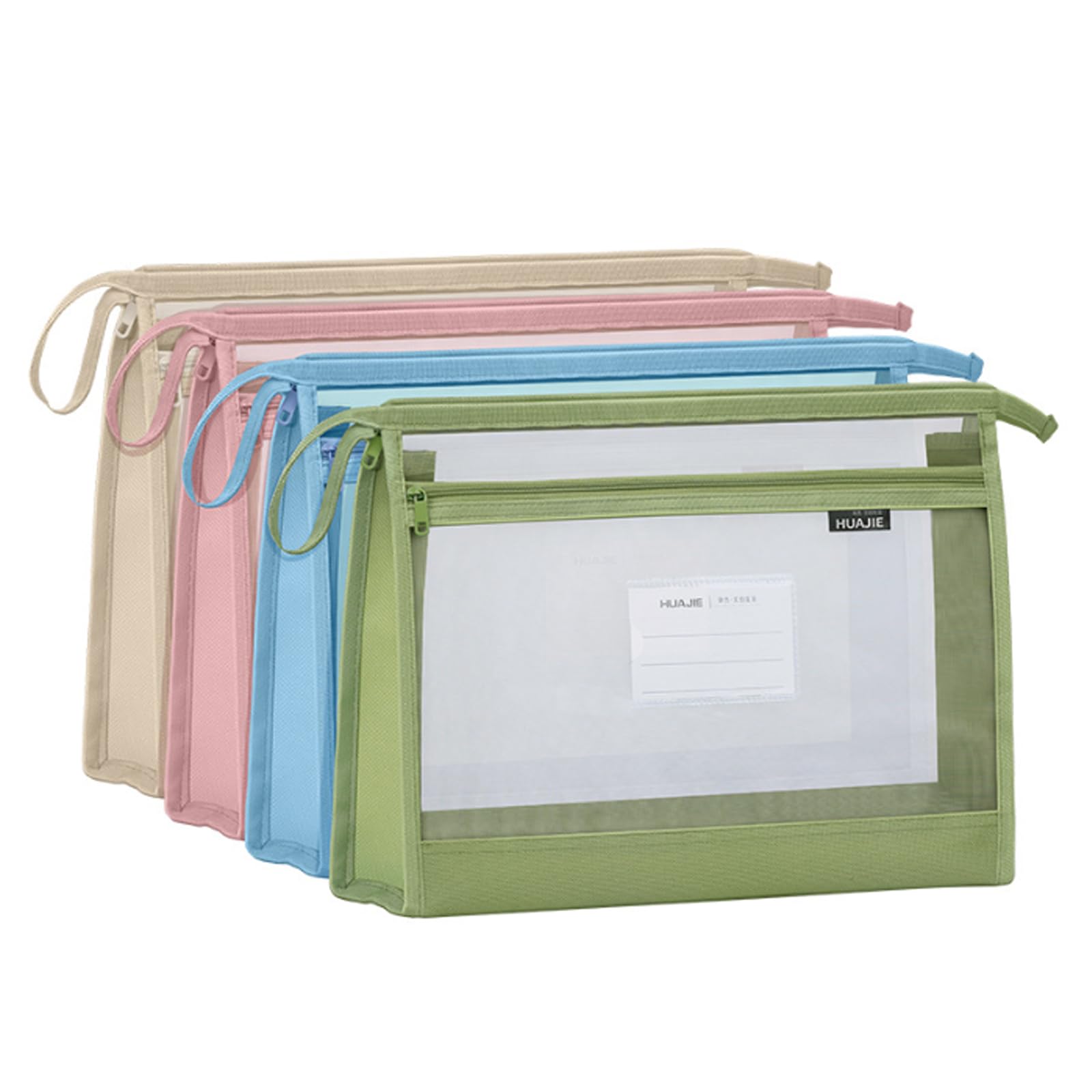 4 Pack A4 Plastic Wallet Folders Wallets Document Folder Pockets Envelopes Waterproof Mesh Book Bag Double Layer File Document Wallets Plastic Wallets Folders Large Capacity Storage Art Portfolio Bag — image 1