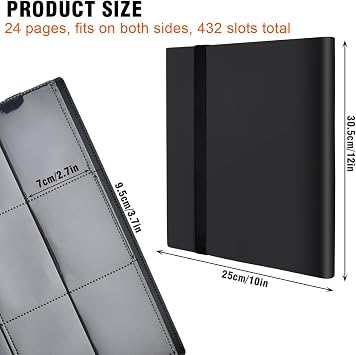 432 Pockets Trading Card Binder Black,9 Pockets Trading Card Album,Card Folder Card Binder Holder Album Pages,Game Card Sleeves Album