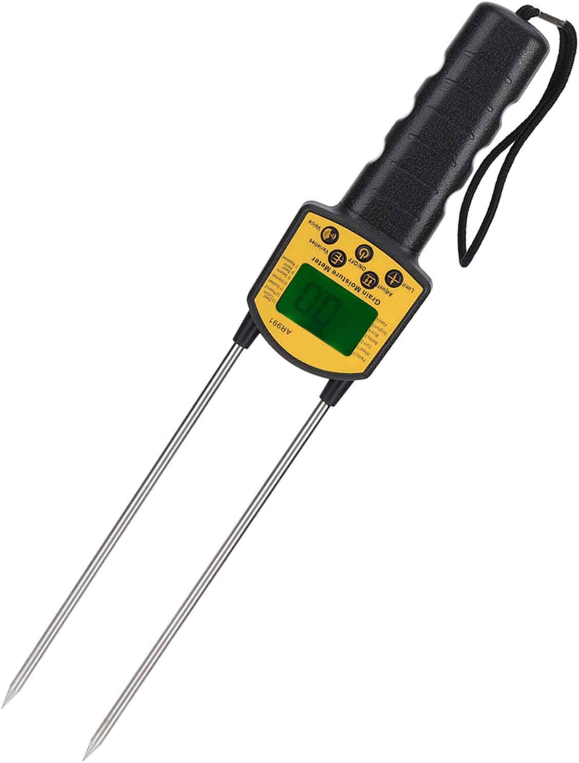 Hay Meter, LCD Digital Water Content Analyzer with Loudspeaker, Portable Humidity Tester with Ergonomic Non Slip Handle for Corn, Wheat, Rice