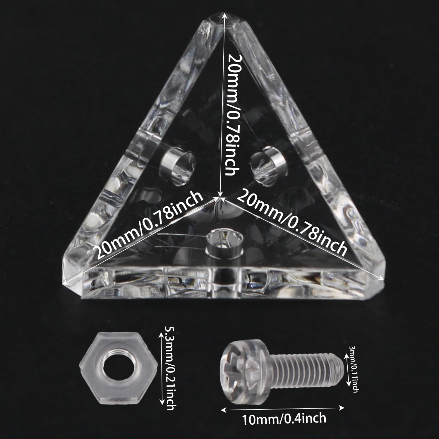 Heyous 12PCS Transparent Acrylic Corner Bracket Corner Bracket Triangle Bracket Furniture Bracket Display Cabinet Connector for Reinforcement Connection Furniture