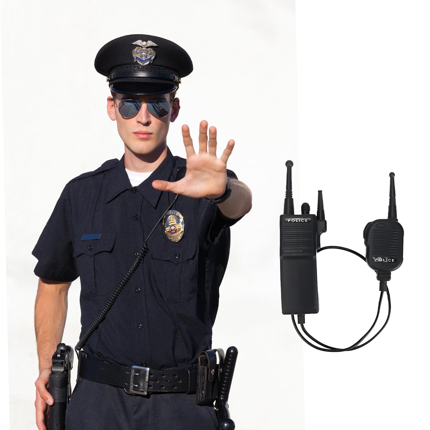 RmKbe Adult Police Radio Set & Costume Accessories for Boys and Girls, Black - Image 4