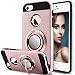 iPhone 5S Case,iPhone SE 2, iPhone 5,iPhone SE,iPhone 5SE Case with HD Screen Protector,Anoke Cellphone 360 Degree Rotating Ring Holder Kickstand Drop Protective Cover for Apple iPhone 5 ZS Rose Gold