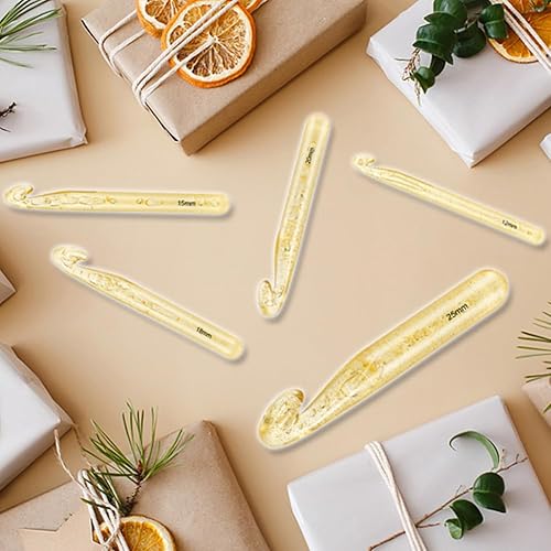 Miniatura 6 de QLRFFLJOY - Gancho de ganchillo grande con agujas largas de ganchillo de 0.709 in, ganchos de plástico de gran tamaño, manta, manta, alfombra, hilo