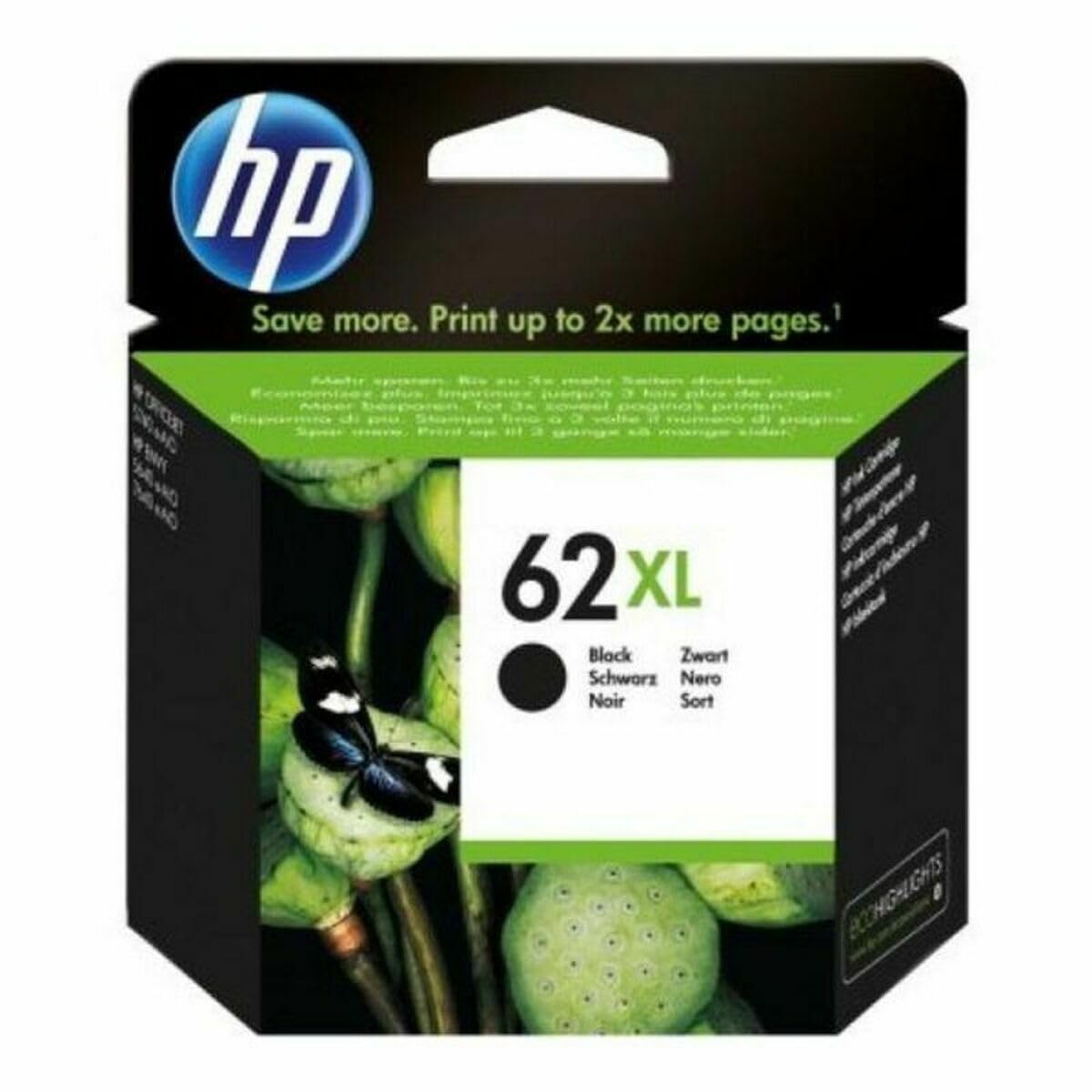 HP 62 Tintenpatrone Original C2P05AE Druckerpatrone, Schwarz, XL