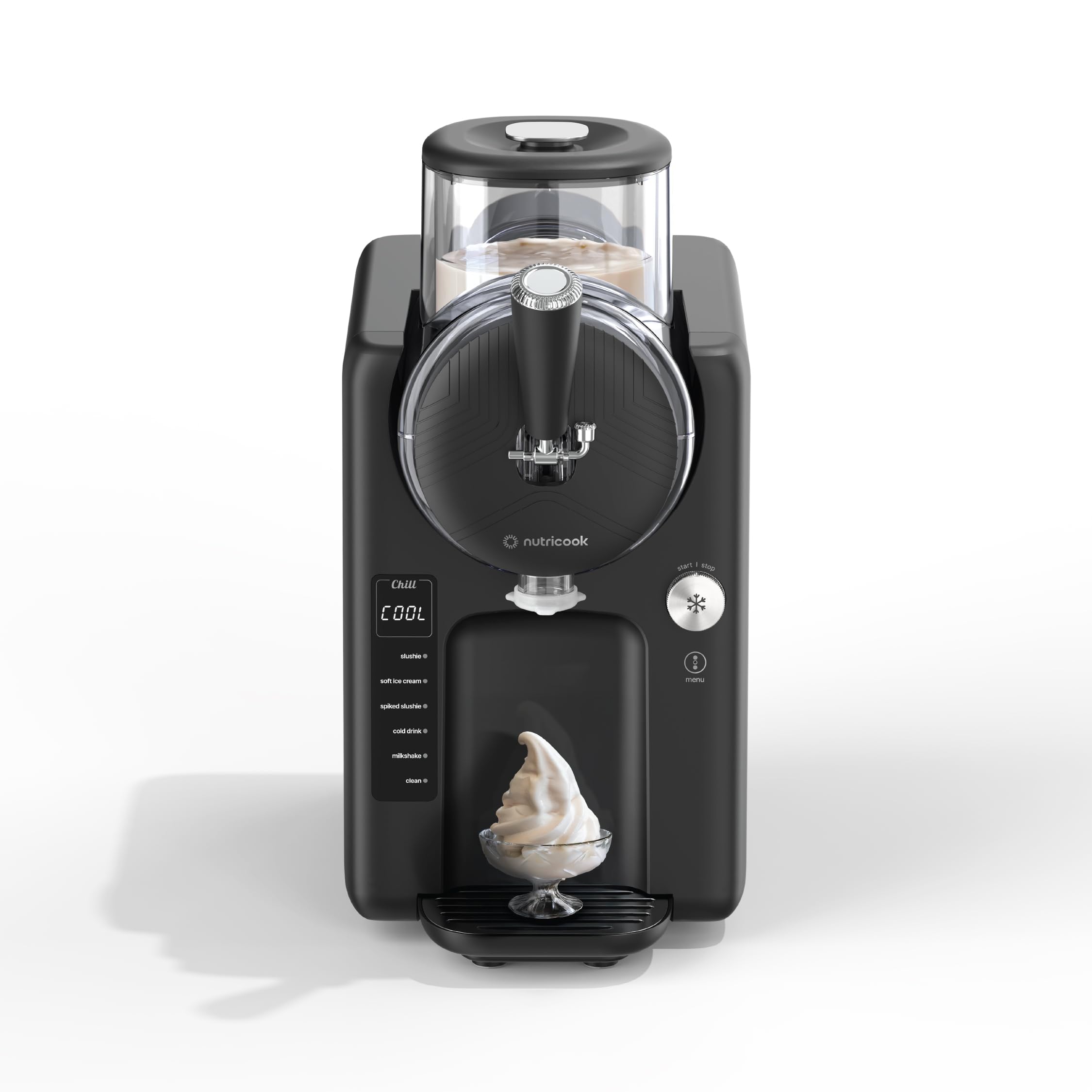 Nutricook Frost Ice Cream Maker – 2-in-1 Soft Serve & Slushie Machine with Built-In Compressor | 6 Frozen Treat Modes, 7 Texture Settings, 1.8L Capacity | Instant Ice Cream Machine, No Pre-Freezing Black