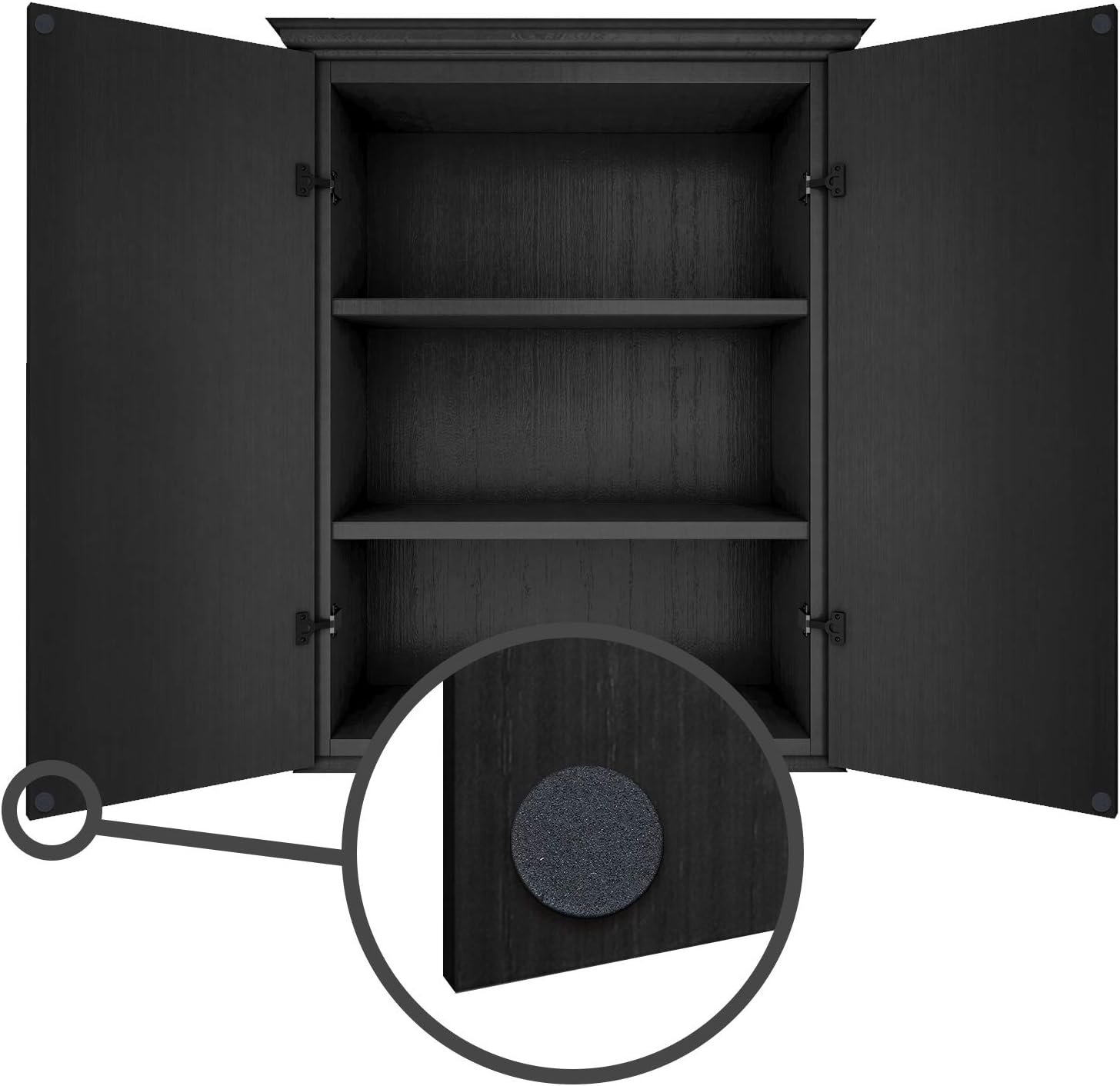 Furniture EVA Foam Pads 3/8" (10mm) Diameter Round 3M Self Adhesive Protects Kitchen Cabinets, Drawers, Desks and Furniture Against Bumps and Scratches 100 Pack - Black