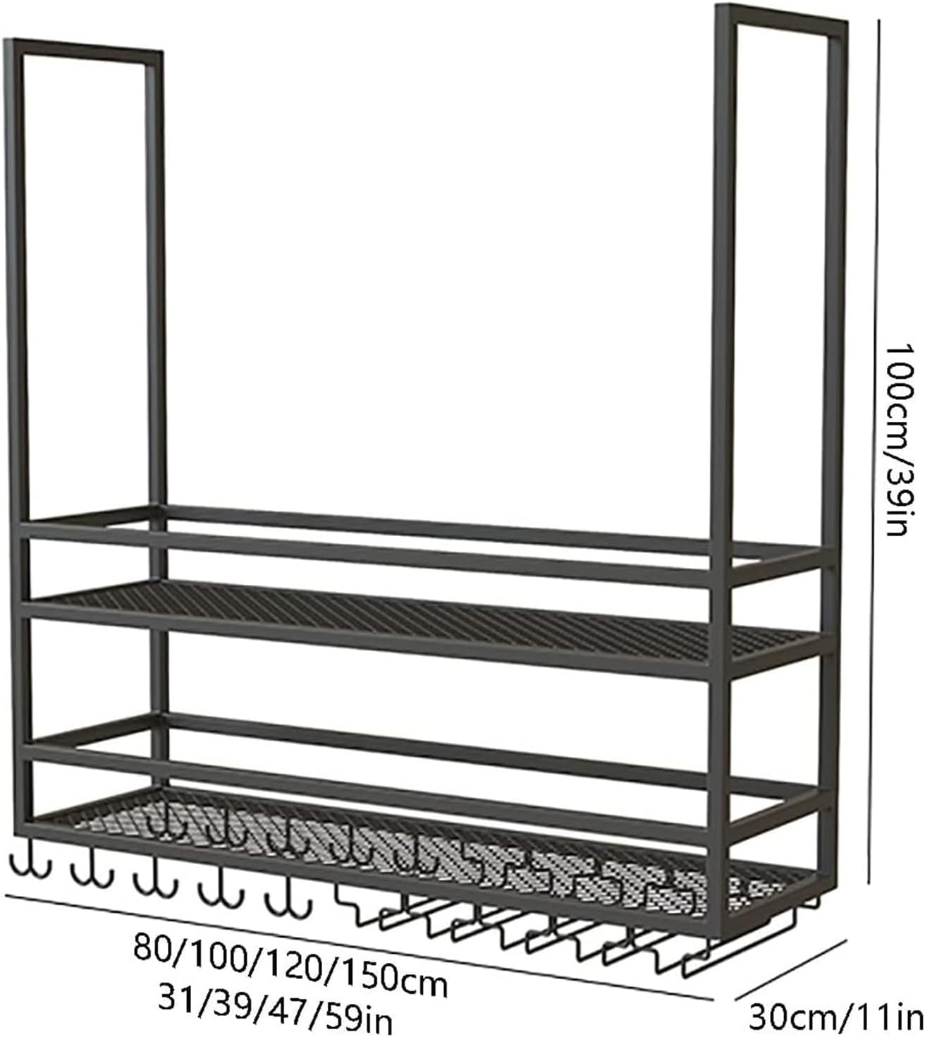 Hanging Glass Rack - Hanging Shelf, Ceiling Wrought Iron Wine Rack, Ceiling Kitchen Storage Rack, Wall Mounted Wine Glass Shelf, LOFT/Bar/Restaurant Floating Shelfs(A,120x30x100cm/47x11x39in)