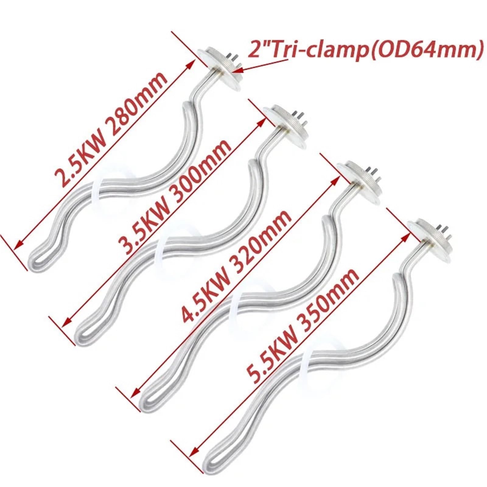 2 Zoll (64 mm) Tri-Clamp 220 V Tauchsieder Elektrisches Heizelement,5 kW/3, kW/4, kW/5, kW 1 Stück(Heater Only,220V_5.5KW)