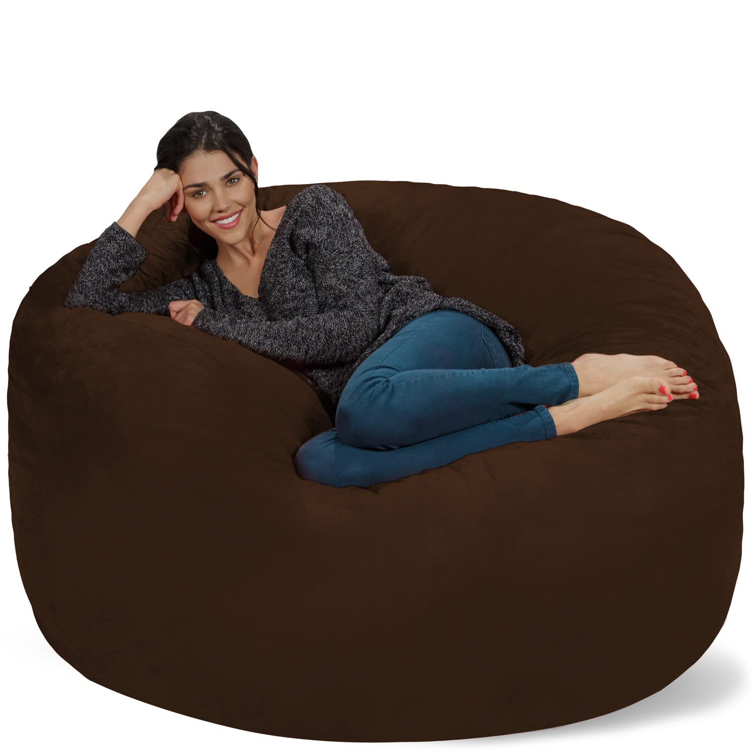 Chill Sack Bean Bag Chair: Giant 5' Memory Foam Furniture Bean Bag - Big Sofa with Soft Micro Fiber Cover - Cocoa Brown