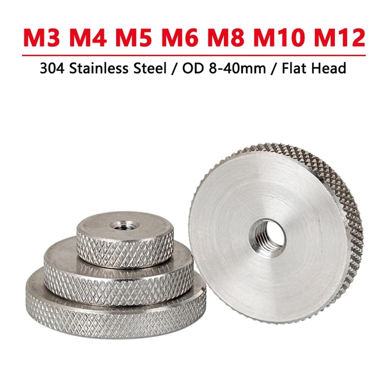 1-5pcs M3 M4 M5 M6 M8 M10 M12 Dado ad alette in acciaio inossidabile 304 Testa piatta Maglia zigrinata Dadi di regolazione Serrati a mano(M4x30x5mm (1pcs))