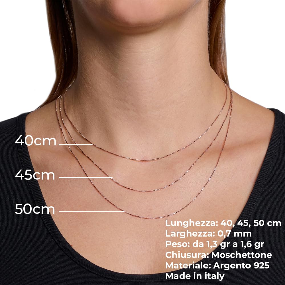 Louis Ciocchetti dal 1887- Catenina Argento 925 Sottile, Fine, Collana donna, Uomo, Collanina Maglia veneziana, ideale per ciondoli, made in italy