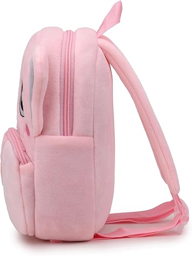 Miniatura 3 de BEFUNIRISE Mochila pequeña para niños y niñas, linda mochila pequeña de dibujos animados de animales de felpa suave para niños de 2 a 6 años, Rosa