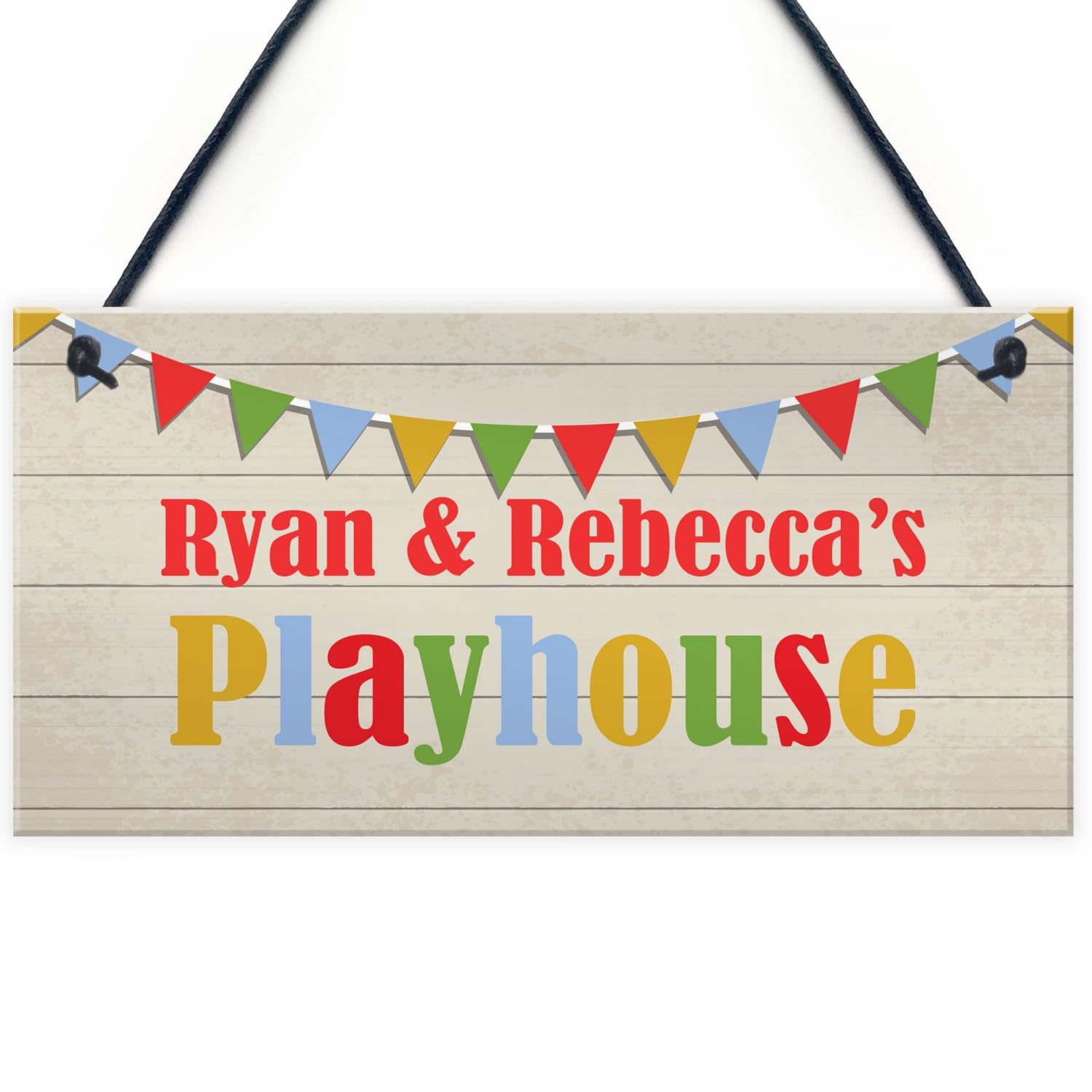Miaomansenstore Wooden Signs Plaques Playhouse Sign Personalised Garden Den Playroom Door Bunting House Decor