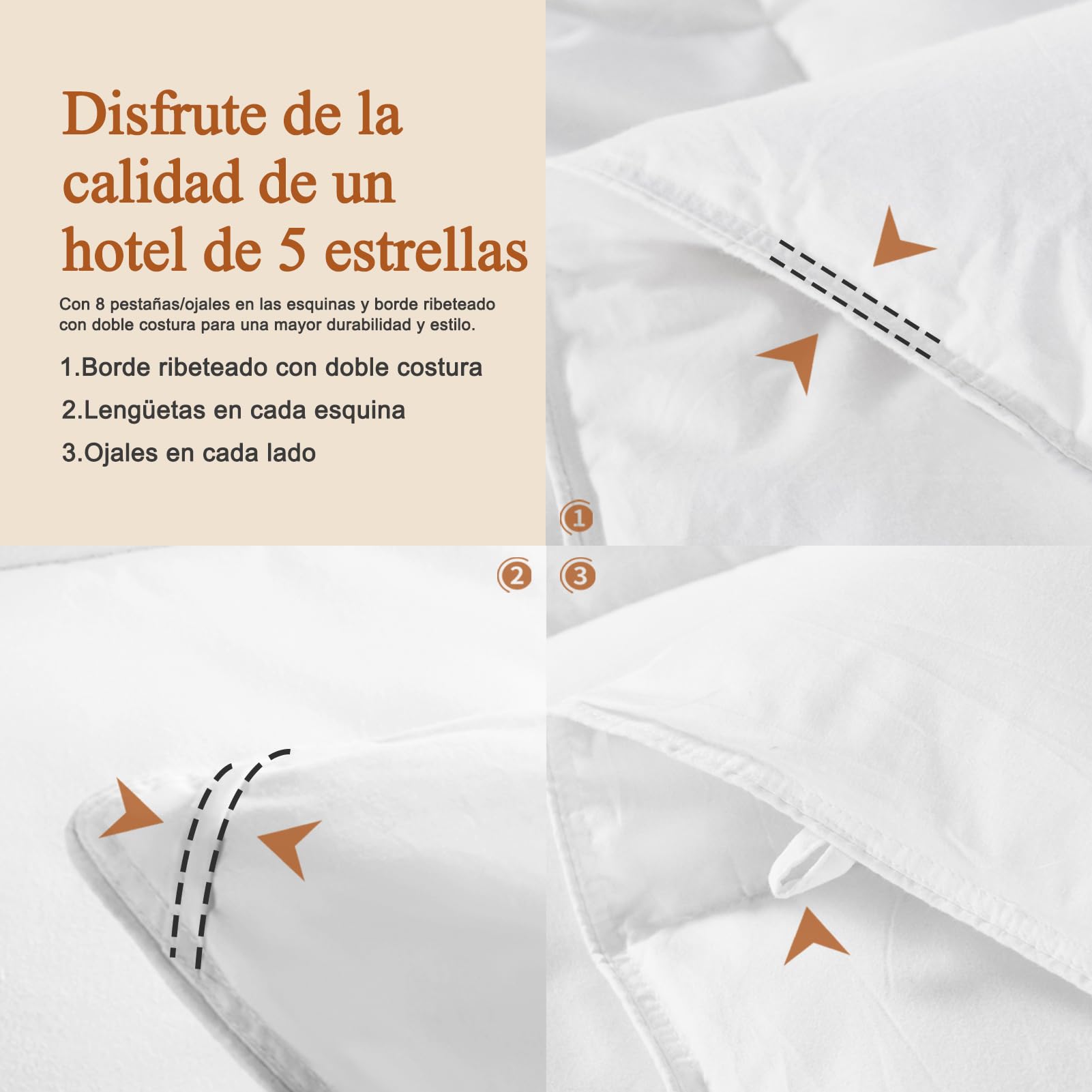 Edredón de Plumón Cama 105 Mezcla de Algodón Egipcio, 100% Puro Plumón y Plumas Edredon Nordico para 4 Estaciones, Super Suave y Transpirable, Edredones Natural 300 gsm, Duvet 200x200 cm