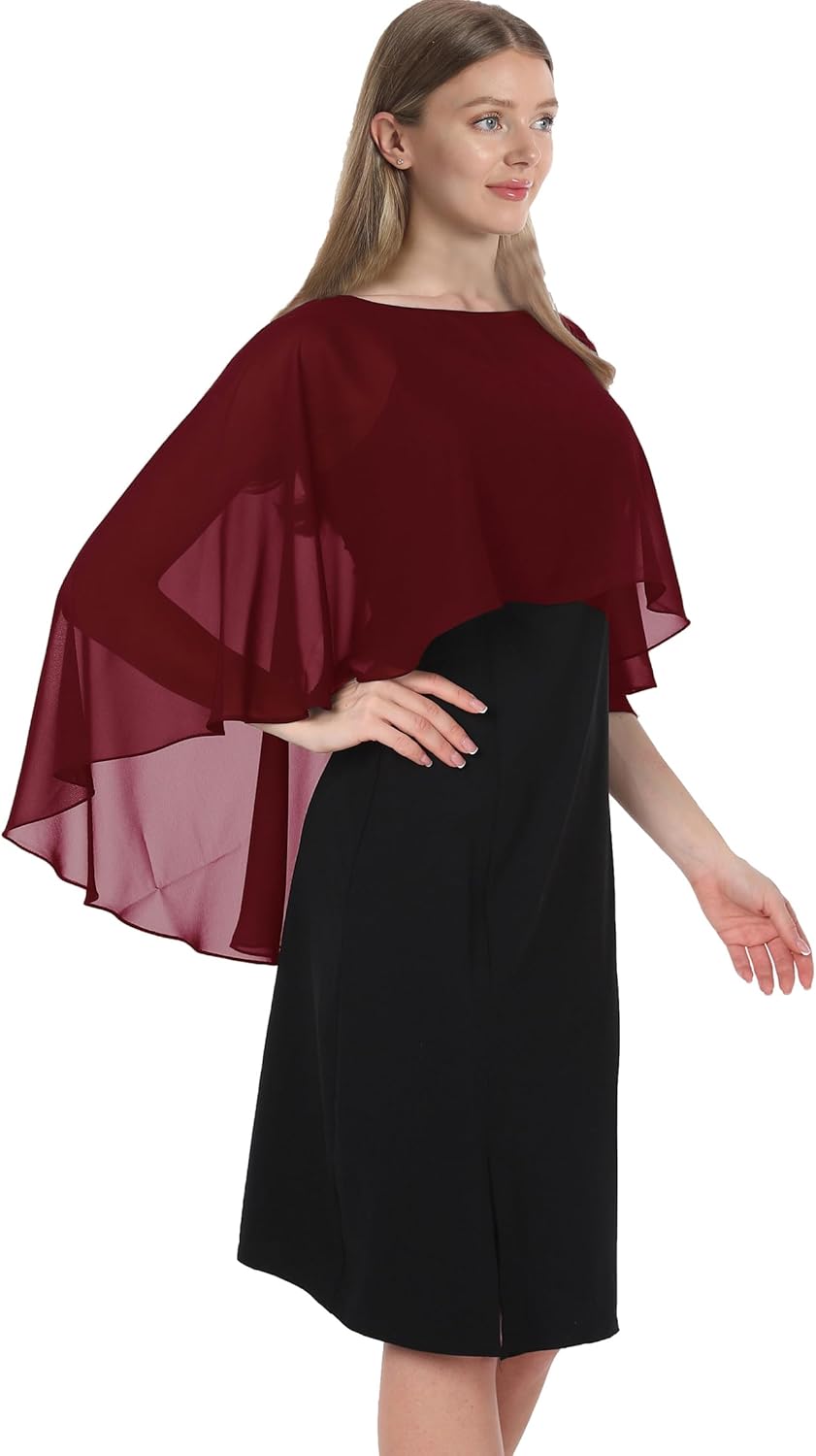Capelets for women Chiffon Cape Shawls and Wraps for Evening Dress Wedding Capes Cover Up - Image 3