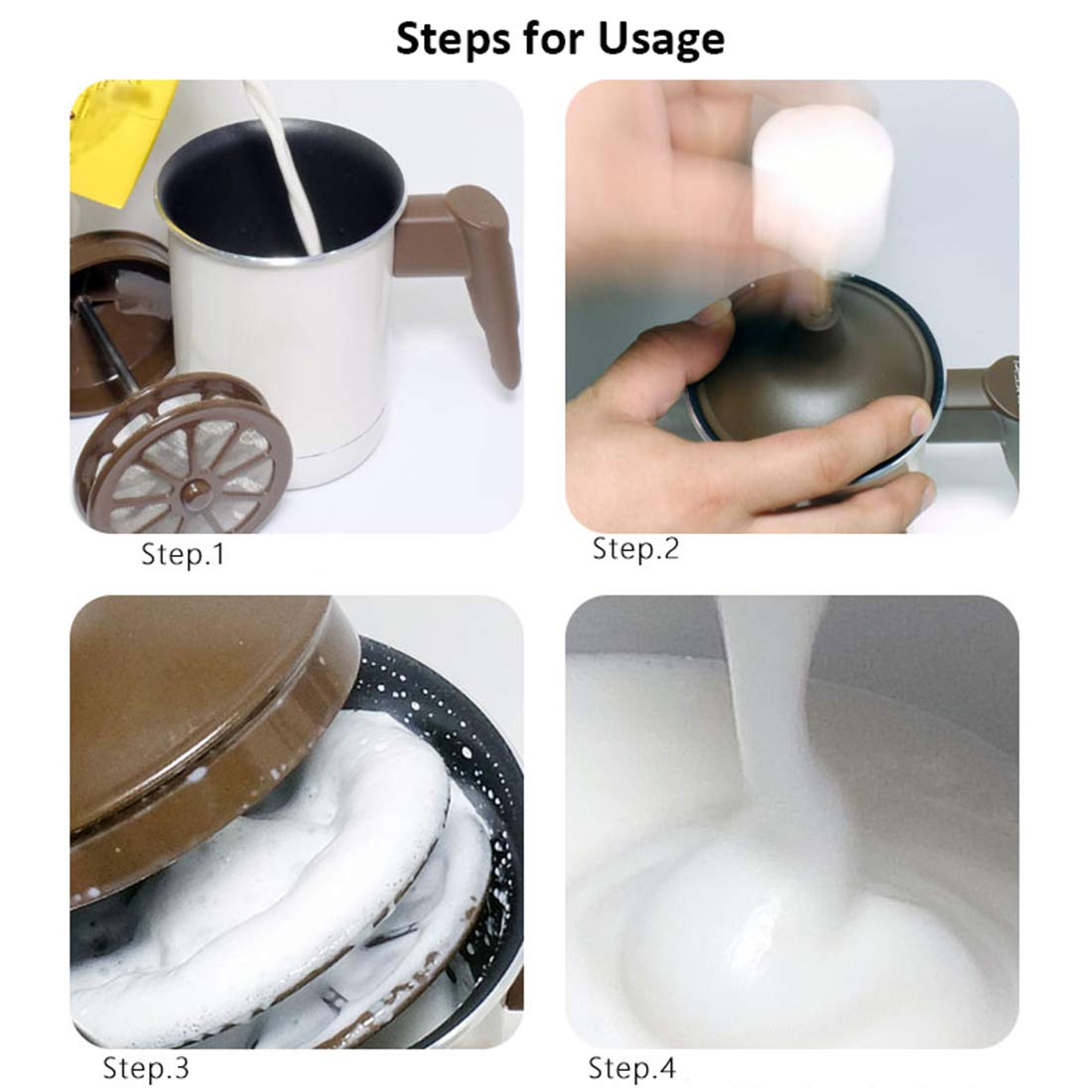 Ręczny spieniacz do mleka, pompka ręczna spieniacz do mleka dzbanki do spieniania mleka DIY fantazyjny krem do kawy pianka mleko śmietanka do cappuccinos kawy latte