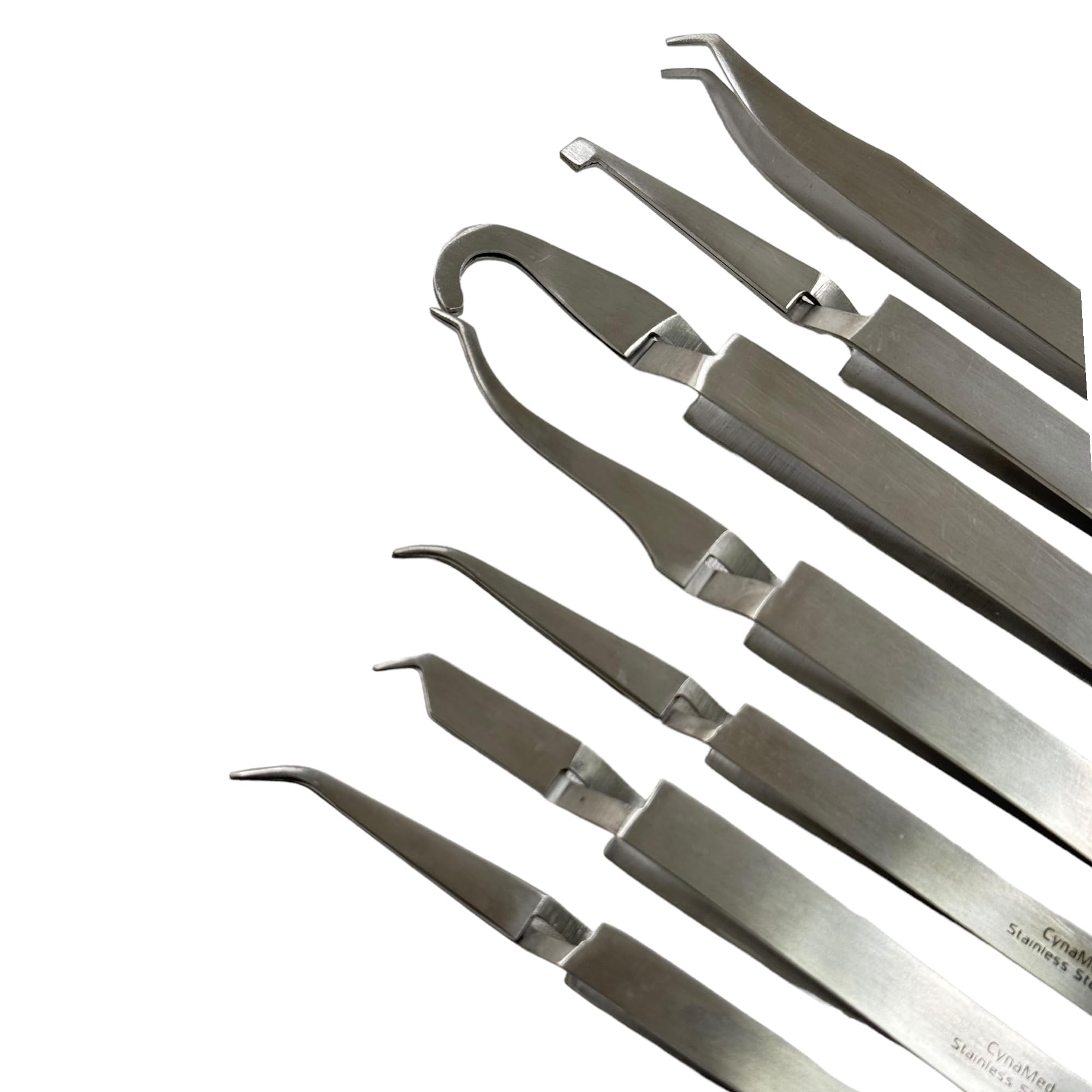 Set of 7 Bracket Removing and Placing Tweezers Orthodontic Dental Instruments - Stainless Steel