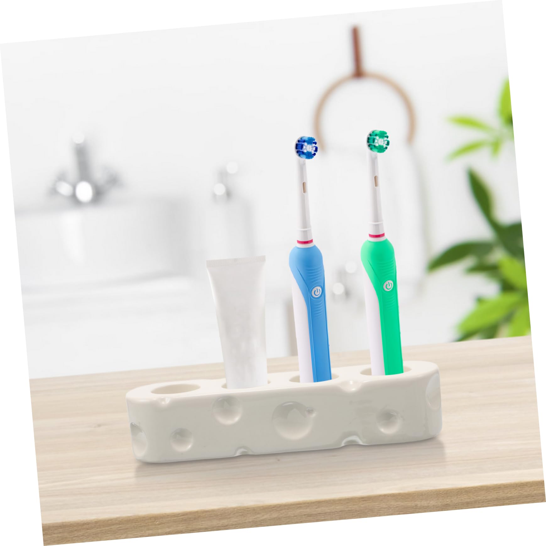 Supporto Base per Spazzolino Elettrico in Ceramica Bianca | Organizzatore da Piano, Stile Semplice ed Elegante, per Bagno e Cucina, Funzione di Contenimento